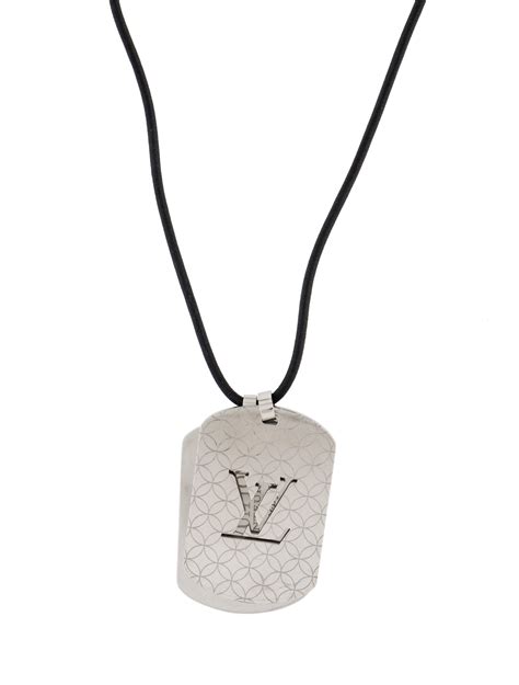 Louis Vuitton Logo Dog Tag Necklace on SALE .